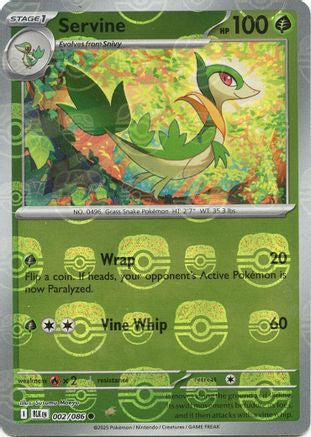 Servine (Master Ball Pattern) 002/086  - Holofoil SV Black Bolt - Common