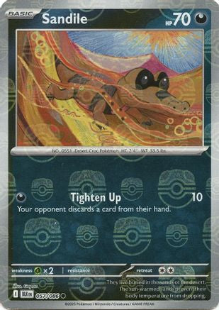 Sandile (Master Ball Pattern) 057/086  - Holofoil SV Black Bolt - Common