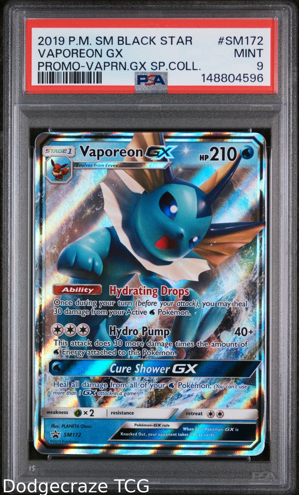 2019 Pokemon Sm Black Star Promo Vaporeon Gx Special Collection SM172 PSA 9