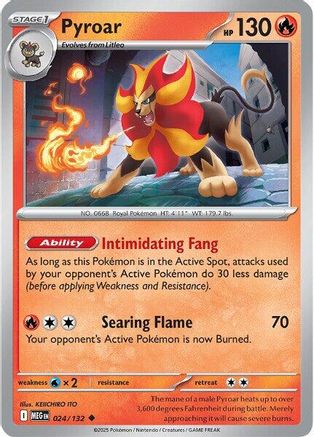 Pyroar 024  - Reverse Holofoil ME01 Mega Evolution - Uncommon