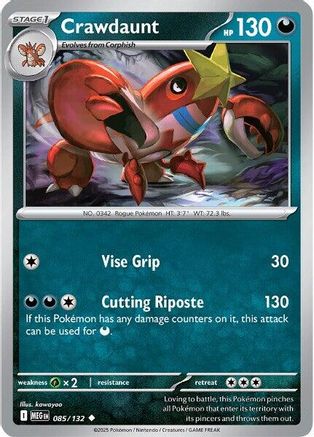 Crawdaunt 085  - Reverse Holofoil ME01 Mega Evolution - Uncommon