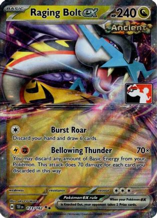 Raging Bolt ex 123/162  - Holofoil Prize Pack Series Cards - Double Rare
