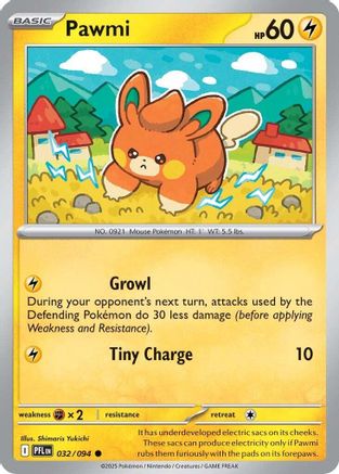 Pawmi 032  - Reverse Holofoil ME02 Phantasmal Flames - Common