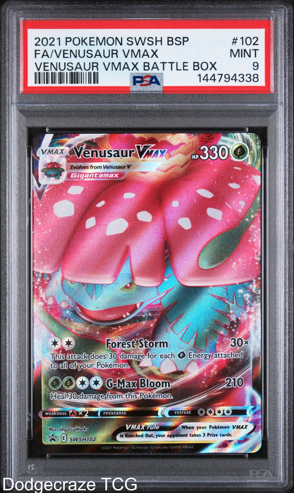 2021 Pokemon Swsh Black Star Promo Venusaur Vmax Battle Box 102 PSA 9
