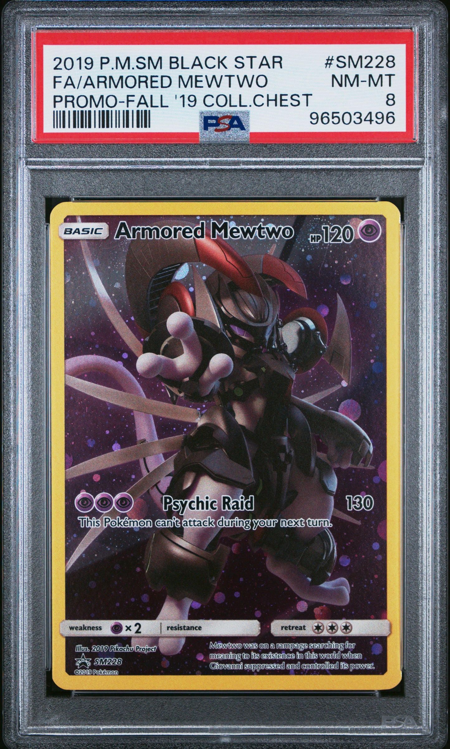 Armored Mewtwo SM228 Fall 2019 Collector Chest Sm Black Star Promo Pokemon PSA 8