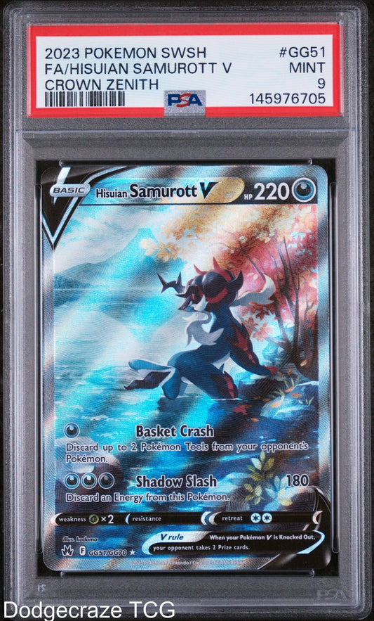 2023 Pokemon Sword Shield Crown Zenith Hisuian Samurott V GG51/GG70 PSA 9