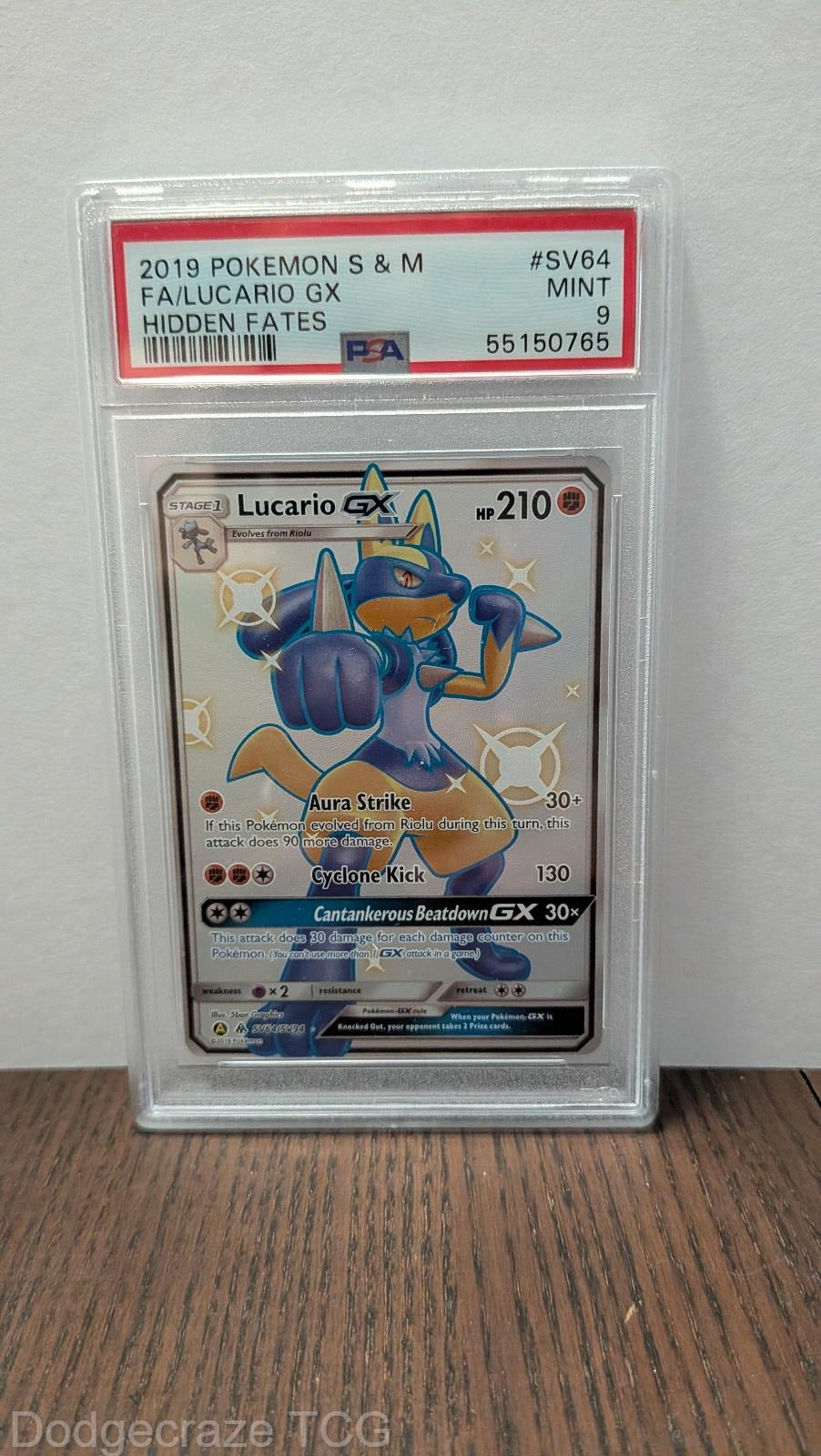 2019 Pokemon Hidden Fates Lucario Gx SV64/SV94 PSA 9