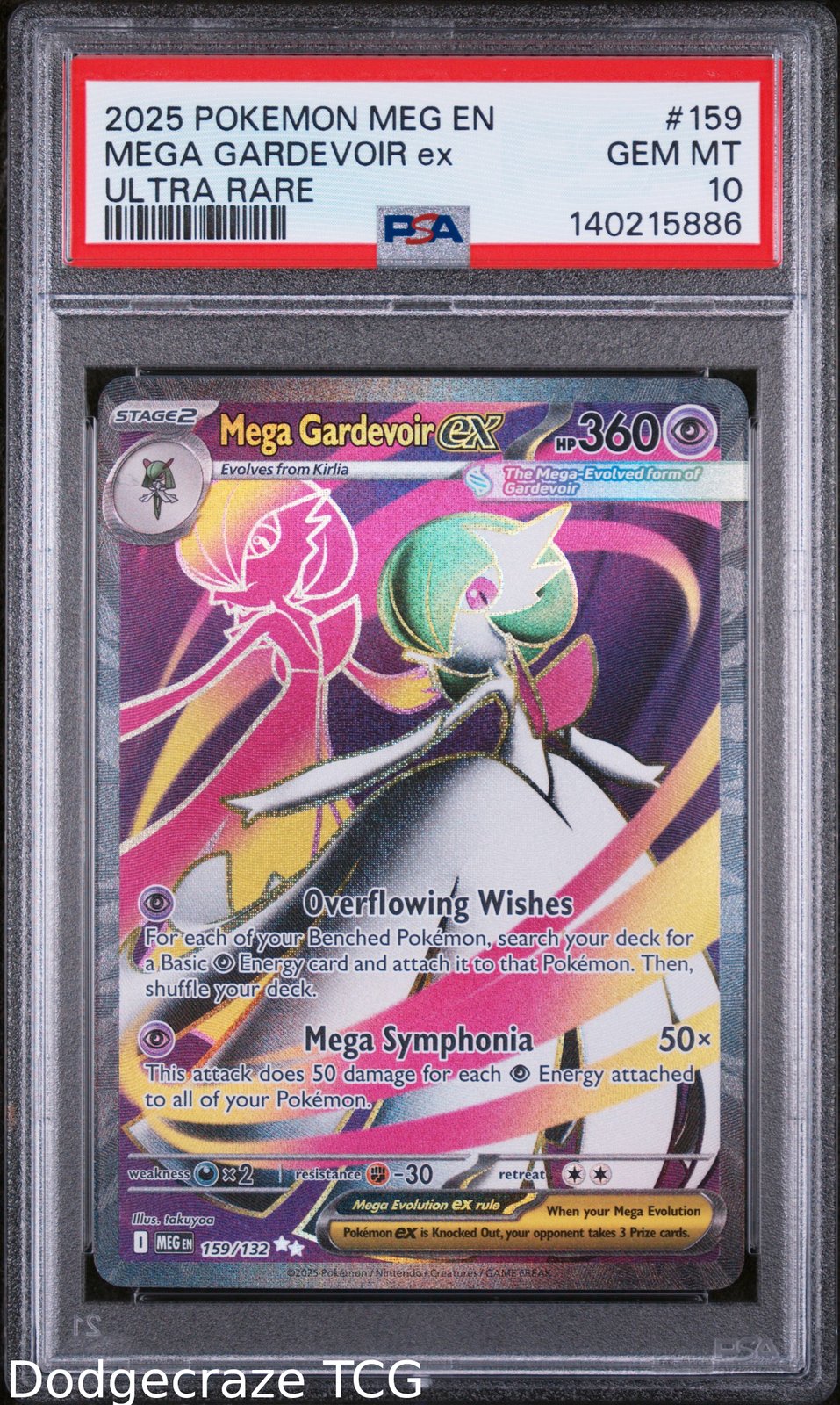 2025 Pokemon Meg En-mega Evolution Mega Gardevoir EX Ultra Rare 159/132 PSA 10