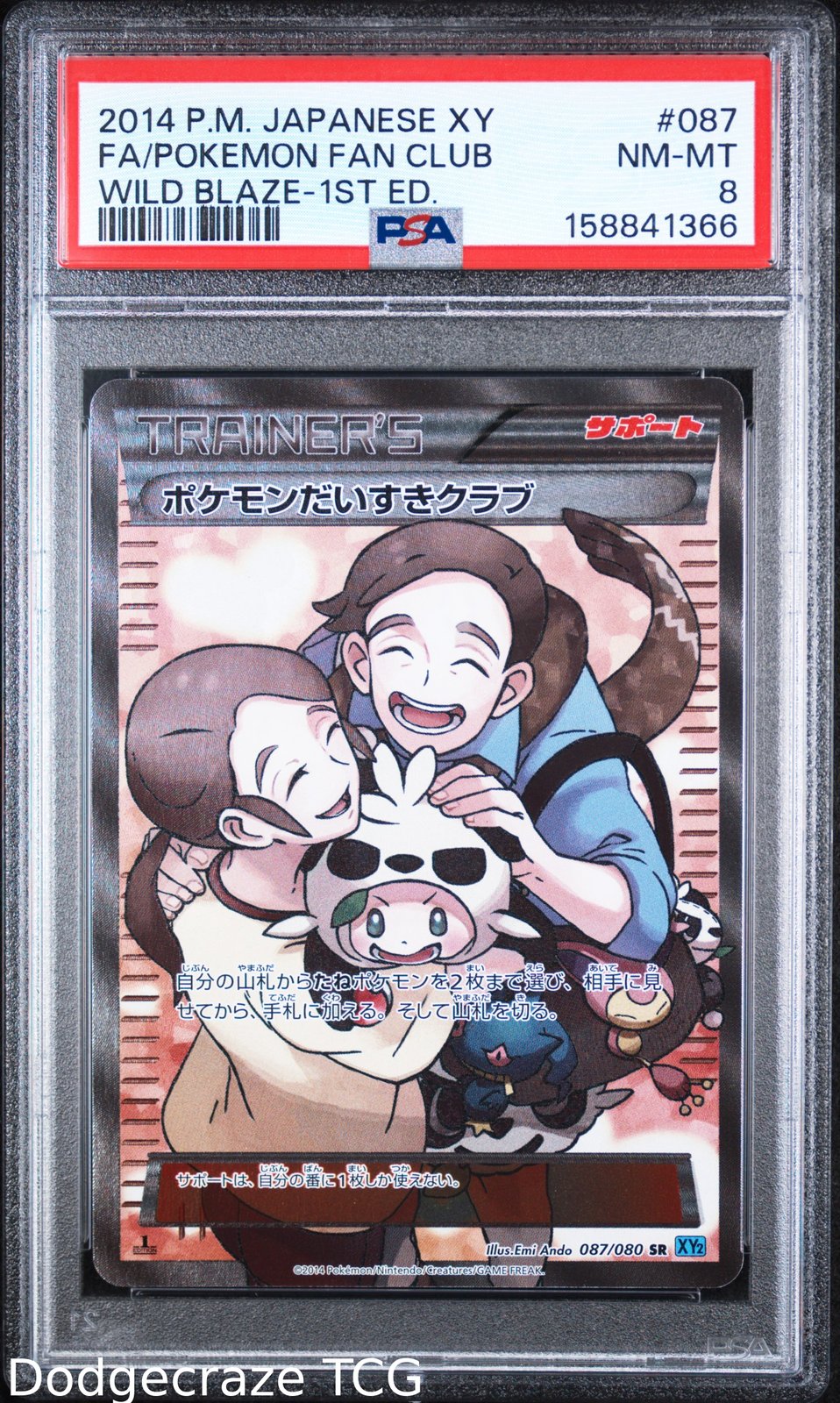 2014 Pokemon Wild Blaze Pokemon Fan Club 1st Edition 087/080 PSA 8