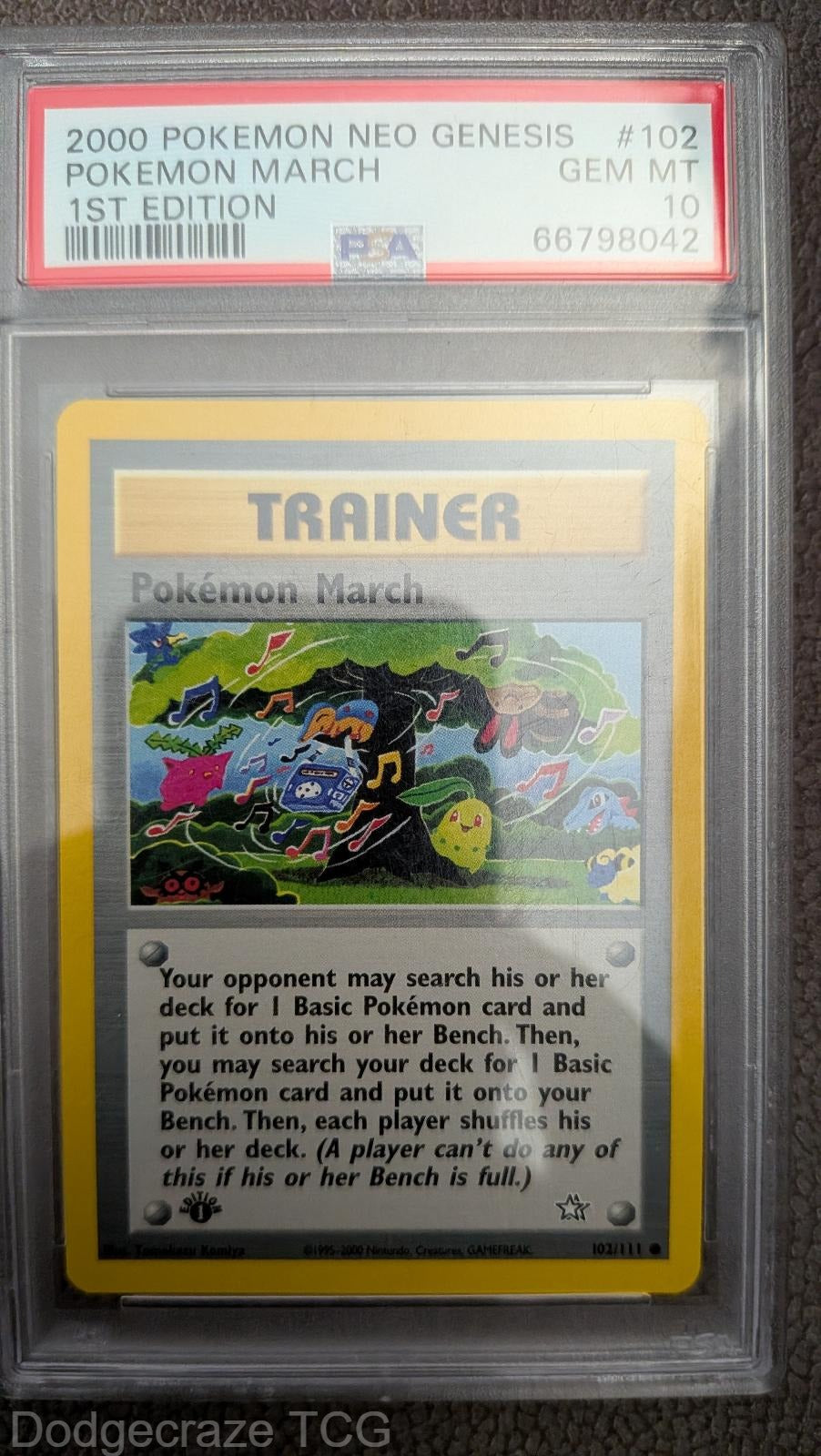 2000 Pokemon Neo Genesis 1st Edition Pokemon March 102/111 PSA 10