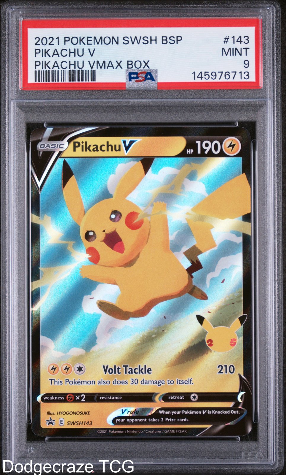 2021 Pokemon Swsh Black Star Promo Pikachu V Vmax Box 143 PSA 9