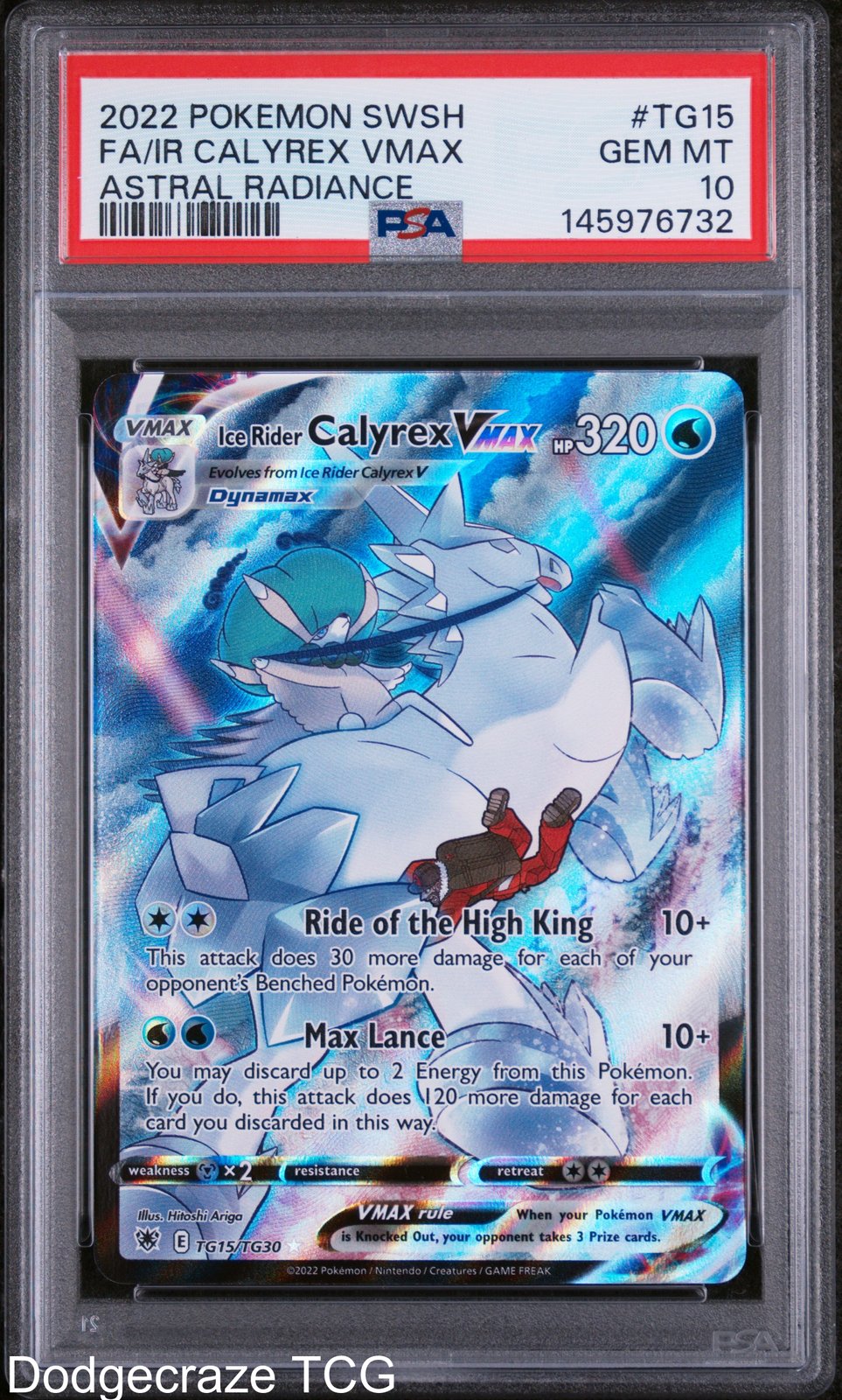 2022 Pokemon Astral Radiance Ice Rider Calyrex Vmax TG15/TG30 PSA 10