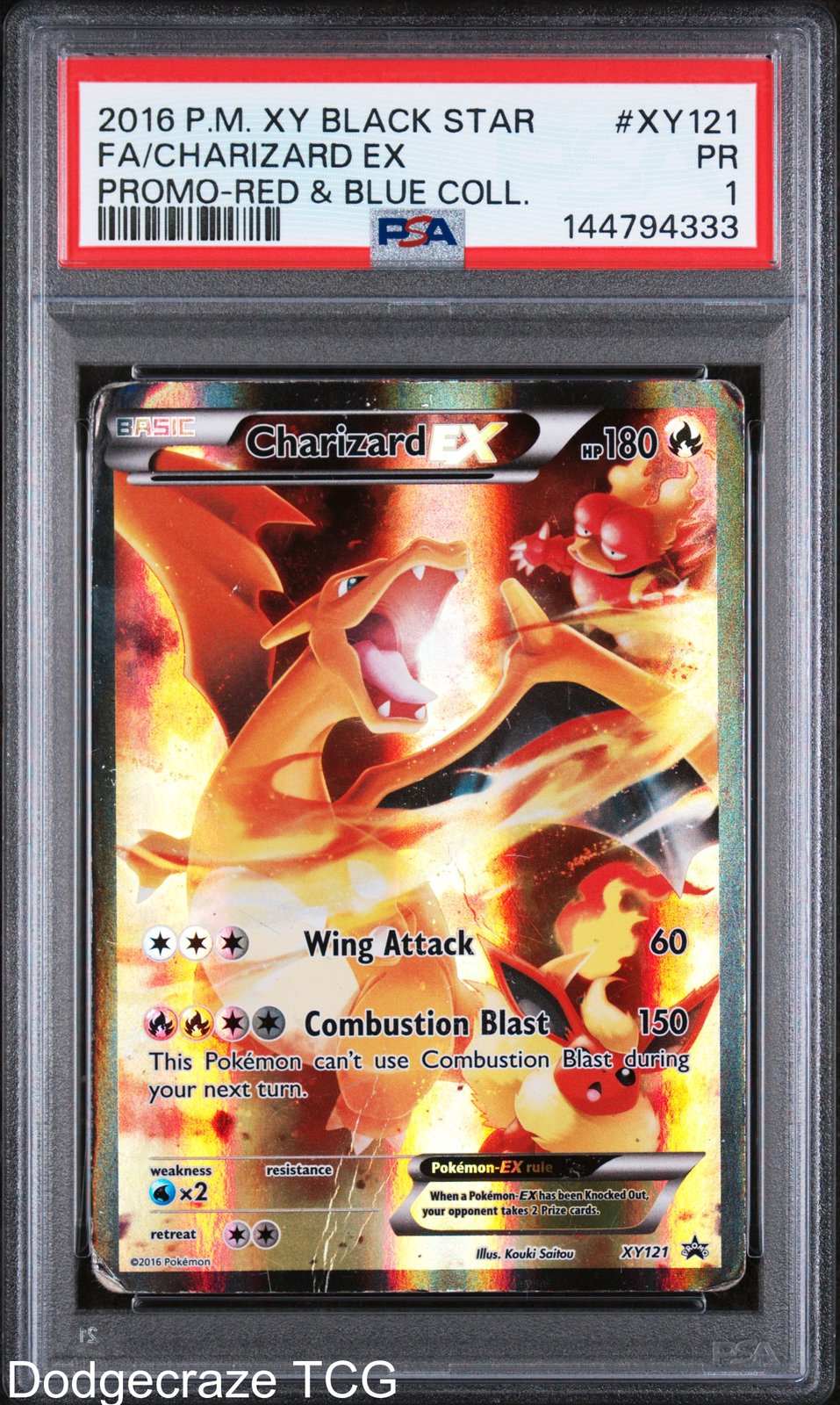 2016 Pokemon Black Star Promo Charizard EX Red & Blue Collection XY121 PSA 1