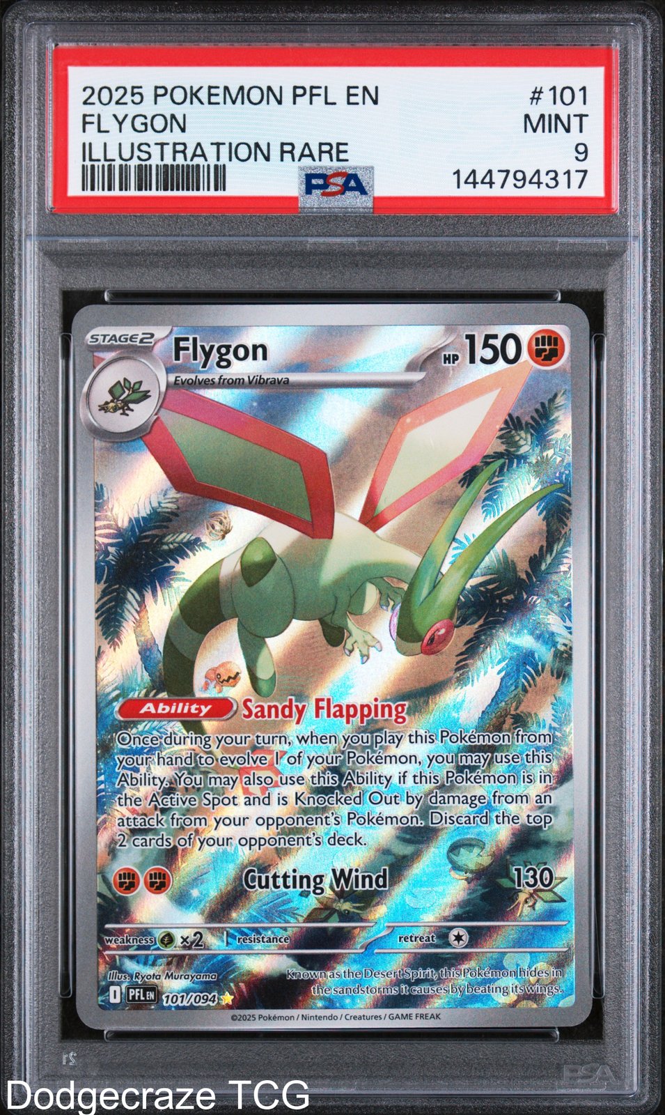 2025 Pokemon Pfl En-phantasmal Flames Flygon Illustration Rare 101/094 PSA 9