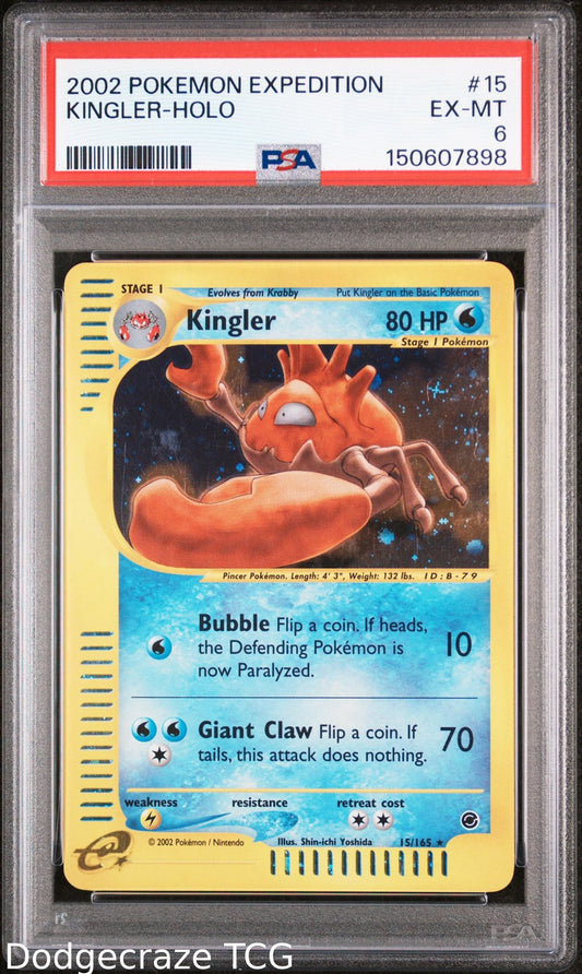 2002 Pokemon Expedition Kingler Holo 15/165 PSA 6