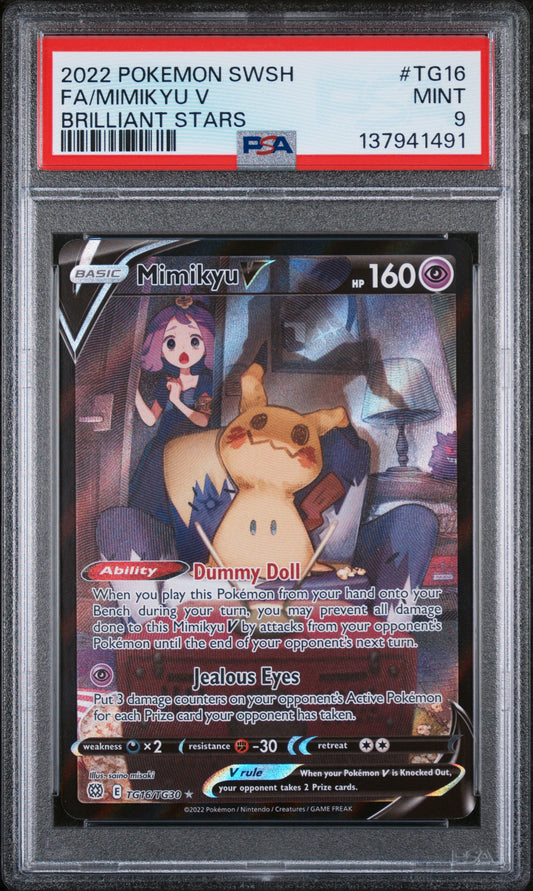 2022 Pokemon Brilliant Stars Mimikyu V TG16 PSA 9