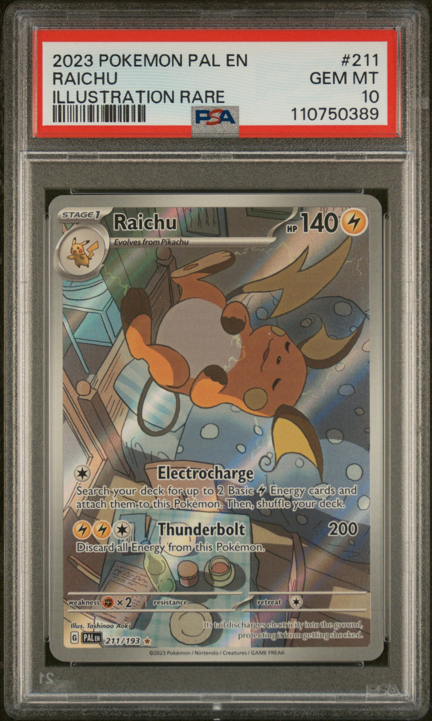 2023 Pokemon Pal En-paldea Evolved Raichu Illustration Rare 211/193 PSA 10