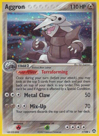 Aggron 001  - Reverse Holofoil Power Keepers - Holo Rare