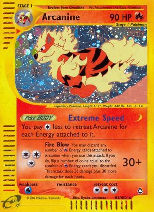 Arcanine (H2) 0H2  - Holofoil Aquapolis - Holo Rare