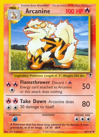 Arcanine 036  - Reverse Holofoil Legendary Collection - Uncommon