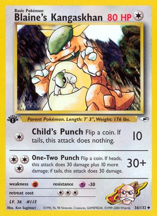 Blaine's Kangaskhan 036/132  - Unlimited Gym Heroes - Uncommon