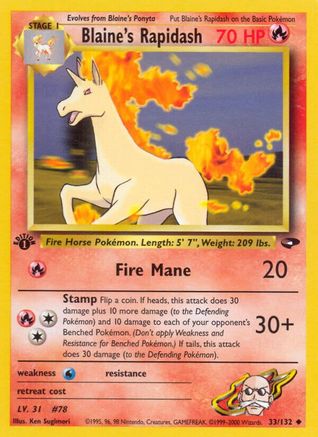 Blaine's Rapidash 033/132  - 1st Edition Gym Challenge - Uncommon