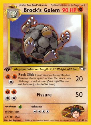 Brock's Golem 020/132  - Unlimited Gym Heroes - Rare