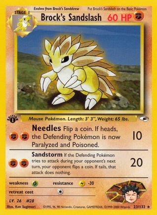 Brock's Sandslash 023/132  - 1st Edition Gym Heroes - Rare