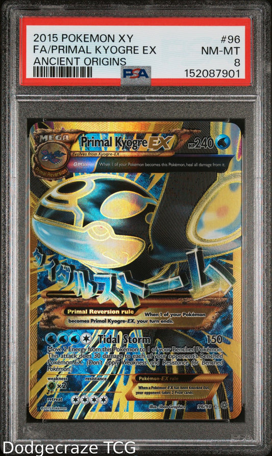2015 Pokemon Ancient Origins Primal Kyogre EX 96/98 PSA 8