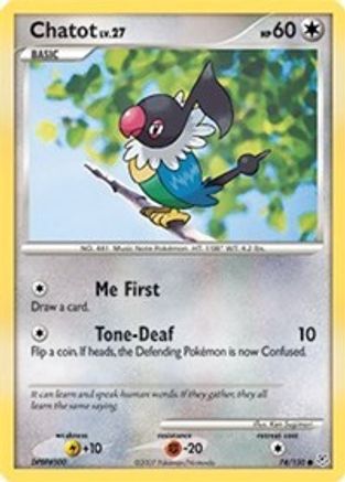 Chatot 074  - Reverse Holofoil Diamond and Pearl - Common