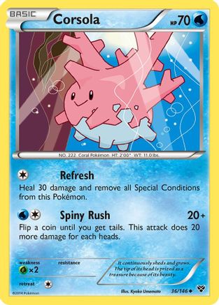Corsola 036  - Reverse Holofoil XY Base Set - Uncommon