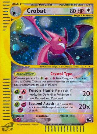 Crobat (147) 147  - Reverse Holofoil Skyridge - Secret Rare