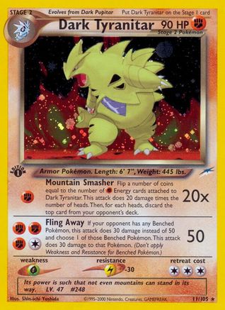 Dark Tyranitar 011  - 1st Edition Holofoil Neo Destiny - Holo Rare