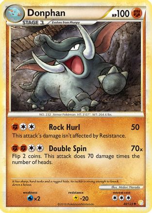 Donphan 040  - Reverse Holofoil HeartGold SoulSilver - Uncommon