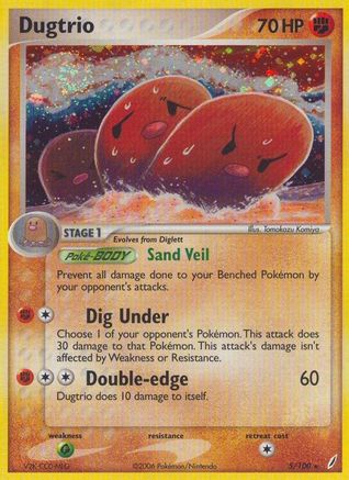 Dugtrio 005/100  - Reverse Holofoil Crystal Guardians - Holo Rare
