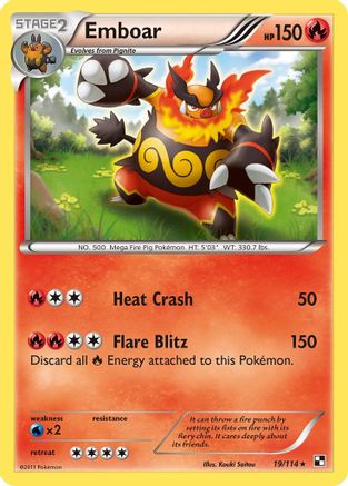 Emboar (19) 019/114  - Holofoil Black and White - Holo Rare