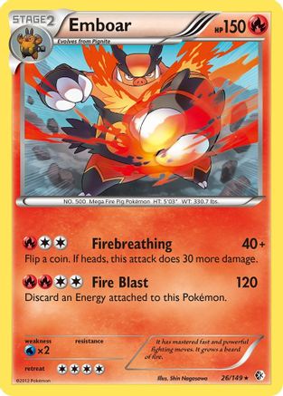 Emboar 026  - Reverse Holofoil Boundaries Crossed - Holo Rare