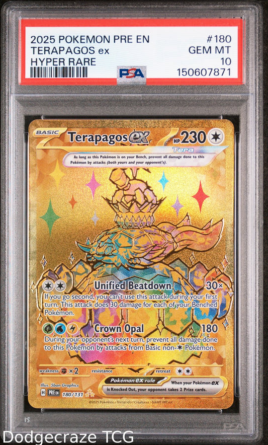 2025 Pokemon Prismatic Evolutions Terapagos EX Hyper Rare 180/131 PSA 10
