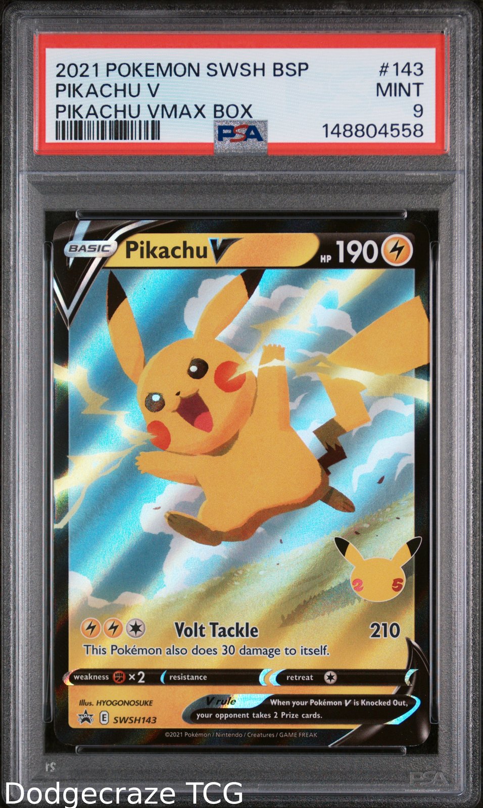 2021 Pokemon Swsh Black Star Promo Pikachu V Vmax Box 143 PSA 9