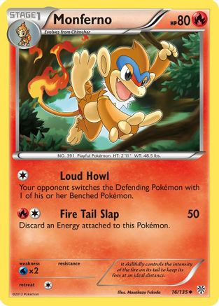 Monferno 016  - Reverse Holofoil Plasma Storm - Uncommon