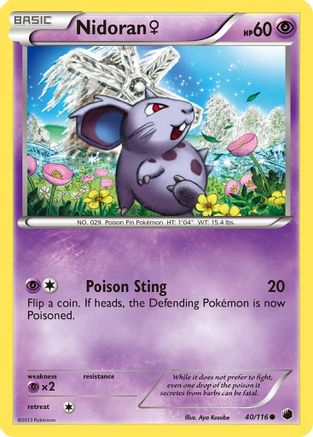 Nidoran F 040/116  - Reverse Holofoil Plasma Freeze - Common