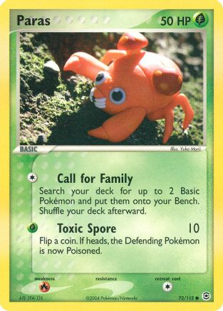 Paras 072/112  - Reverse Holofoil FireRed & LeafGreen - Common
