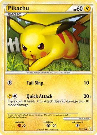 Pikachu 078/123  - Reverse Holofoil HeartGold SoulSilver - Common