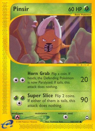 Pinsir 101  - Reverse Holofoil Aquapolis - Common