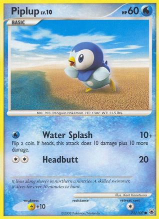 Piplup (71) 071/100  - Reverse Holofoil Majestic Dawn - Common