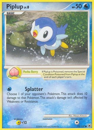 Piplup (72) 072/100  - Reverse Holofoil Majestic Dawn - Common