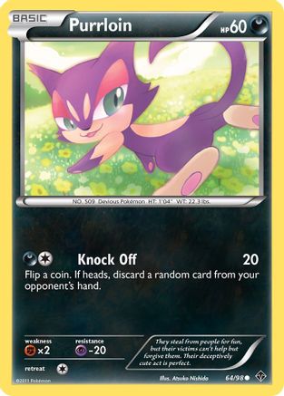 Purrloin 064  - Reverse Holofoil Emerging Powers - Common