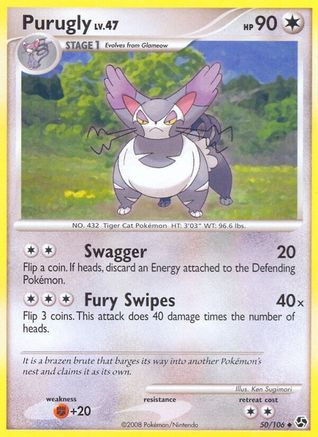 Purugly 050  - Reverse Holofoil Great Encounters - Uncommon