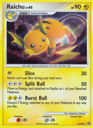 Raichu 008  - Reverse Holofoil Stormfront - Holo Rare