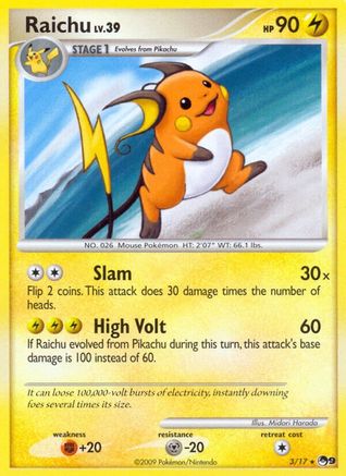 Raichu 003/017  - Reverse Holofoil POP Series 9 - Rare